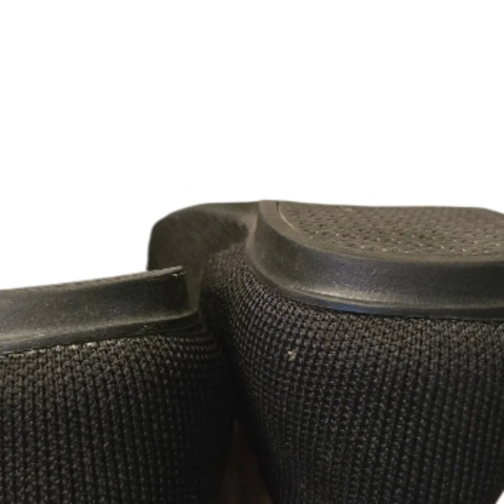 Rothy's Black Knit Slip-On Flats with Blue Trim